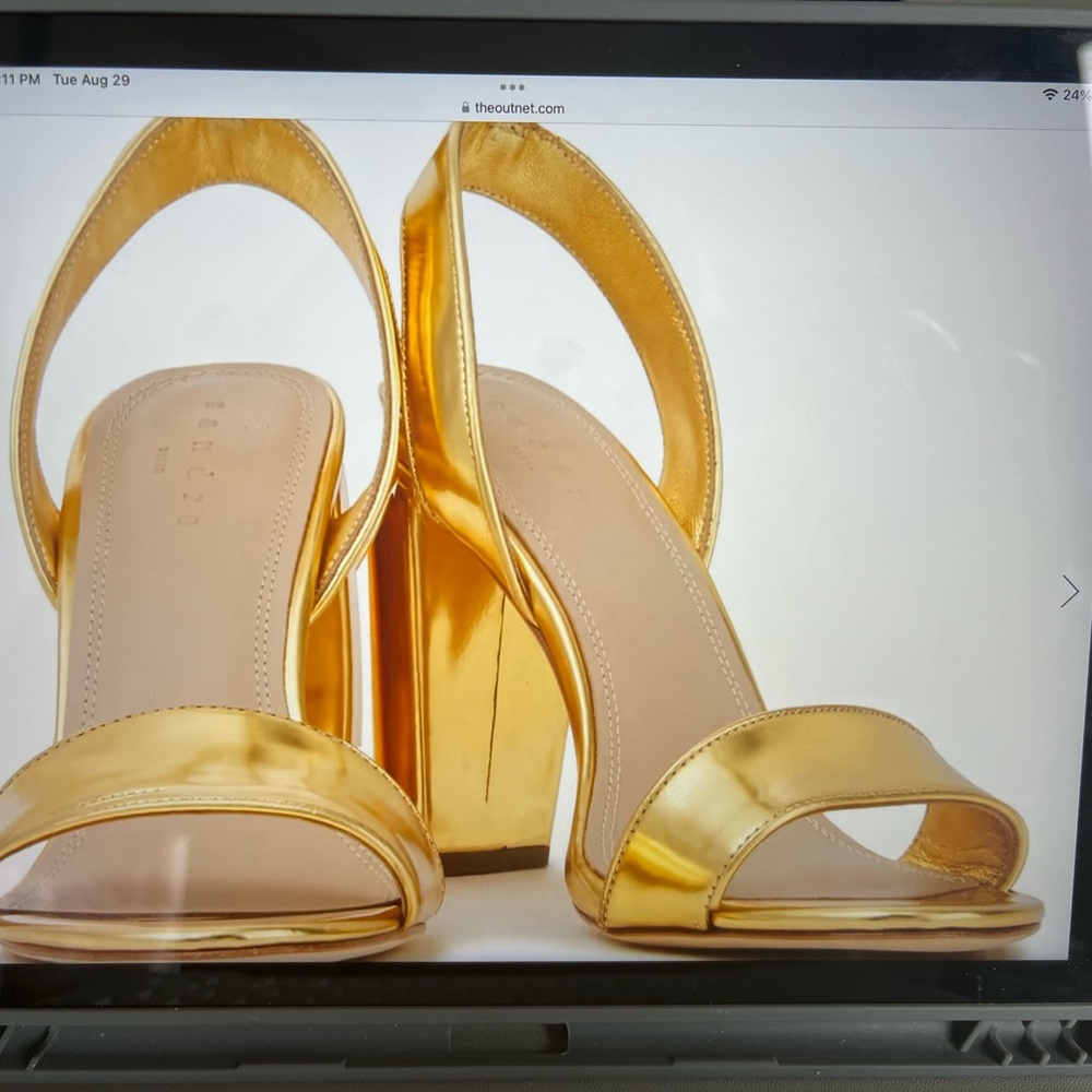 Sandro gold metallic ladies high heels - Picture 4 of 5